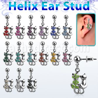 erbd1 piercing oreja helix acero quirurgico bola gato cristal colgado vendido por pieza venta
