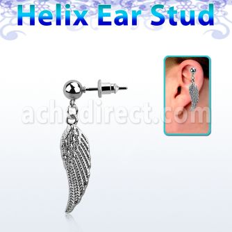 erbd593 piercing oreja helix acero quirurgico bola ala pajaro brillo espejo vendido por pieza al por mayor