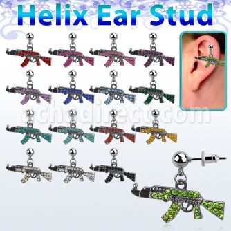 erbd631 piercing oreja helix acero quirurgico bola miniatura ak47 negro venta