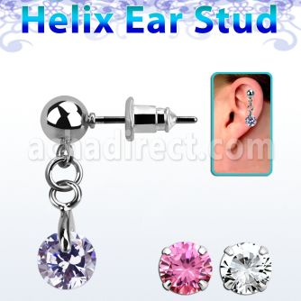 erbz372 piercing oreja acero quirurgico bola zirconia redonda vendido por pieza distribuidor