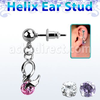 erbz376 piercing oreja acero quirurgico bola cisne colgado zirconia como cuerpo vendido por pieza al por mayor