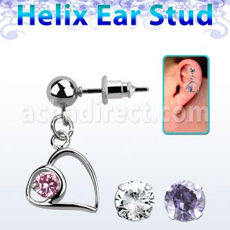 erbz66 piercing oreja acero quirurgico bola corazon horizotal colgado se vende por pieza distribuidor