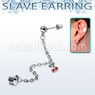 erdl2 falsa esclava helix clip acero inoxidable cerezas cristal rojas s vendida por pieza no por par mayorista