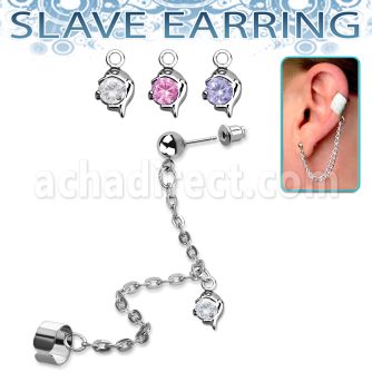 erdl4 falsa esclava helix clip acero inoxidable delfin colgado zirconia vendida por pieza no por par distribuidor mayorista