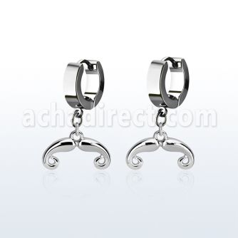 erh516 par pendientes huggie oreja acero inoxidable brillo espejo colgante bigote frances mayorista