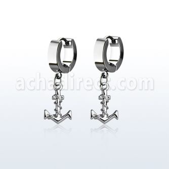 erh699 par pendientes huggie oreja acero inoxidable brillo espejo colgante liso ancla cuerda mayorista