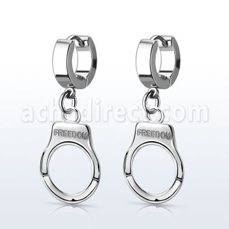 erh765 huggie acero inoxidable colgante esposas grabado freedom plata mayorista