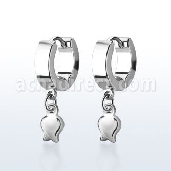 erh767 par pendientes huggie oreja acero inoxidable brillo espejo colgante tulipan plata distribuidor