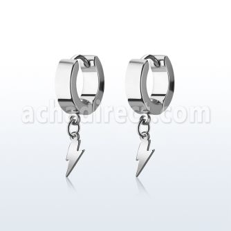 erhlit par pendientes huggie oreja acero inoxidable acabado brillo espejo colgante acero liso rayo