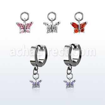 erhz589 huggie acero inoxidable colgante mariposa zirconia engastada al por mayor