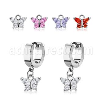 erhz589 huggie acero inoxidable colgante mariposa zirconia engastada al por mayor