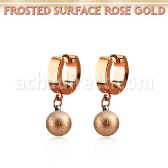 errfot8 pendiente huggie oreja acero inoxidable pvd oro rosa colgante bola 8mm superficie efecto esmerilado venta