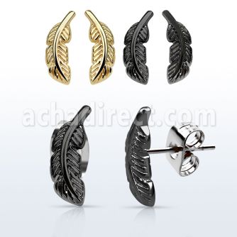 ertfea par piercing acero 316l anodizado formas plumas izquierda derecha las distribuidor