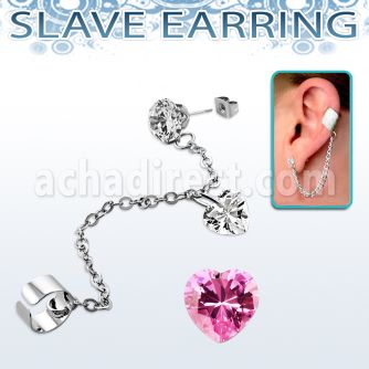 erzdld17 piercing oreja acero inoxidable zirconia redonda conectada falsa esclava helix clip zirconia corazon 9 x 11 mm colgando al por mayor