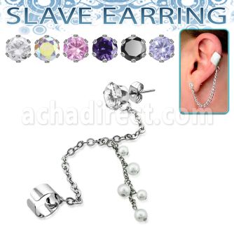 erzdld1 piercing oreja acero inoxidable zirconia redonda conectada falsa esclava helix clip perlas colgando venta