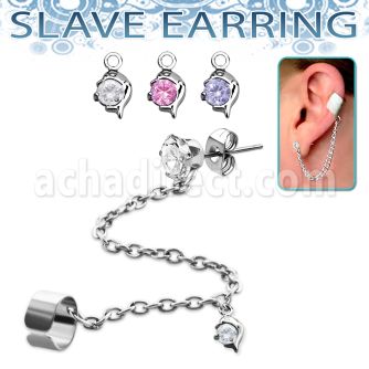 erzdld4 piercing oreja acero inoxidable zirconia redonda conectada falsa esclava helix clip delfin colgando zirconia distribuidor