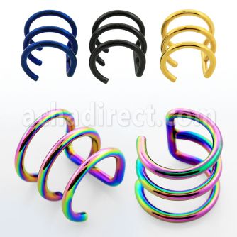 etcf3 piercing ear cuff acero 316l anodizado 3 aros mayorista