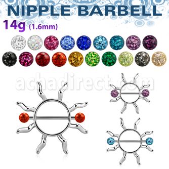 frnp104 pezonera sol estilo janet jackson barbell acero quirurgico bolas multi cristal ferido 5mm distribuidor mayorista