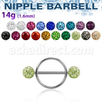 frnpe6 pezonera redonda acero quirurgico barbell acero 316l bolas multi cristal ferido 6mm al por mayor