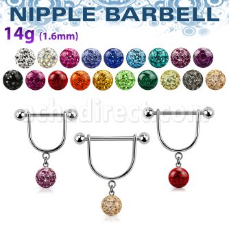 frsnp8 barbell pezon estribo acero quirurgico bolas 5mm bola 8mm multi cristal venta