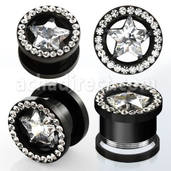 ftszc dilatacion tunel tornillo acero quirurgico anodizado negro brillo espejo zirconia estrella centro cristal distribuidor