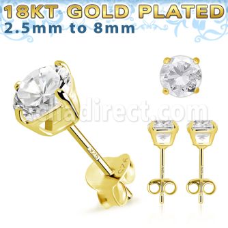 gpecrza par piercing oreja plata 925 oro 18 kts zirconia grado aaa redondas distribuidor