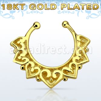 gpsepd11 falso septum plata 925 oro 18 kts 1mm vintage amplio grabado indio 12mm al por mayor