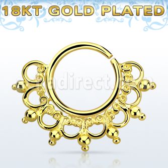 gpsepv12 aro septum plata 925 oro 18 kts 1mm extra amplio gravado indio 8mm al por mayor