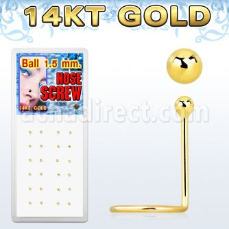 gscb caja display 24 piercing nariz l oro 14 kts 0 6mm bola oro liso 1 5mm venta