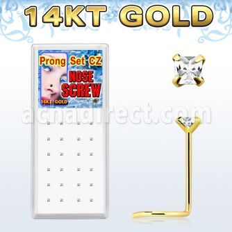 gsczqc caja display 24 piercing nariz l oro 14 kts 0 6mm zirconia claras cuadradas 2mm distribuidor
