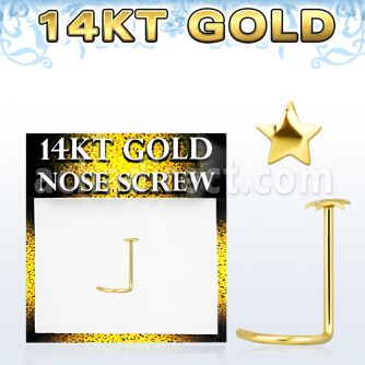 gsst piercing nariz l oro 14 kts 0 6mm estrella oro liso 2mm mayorista