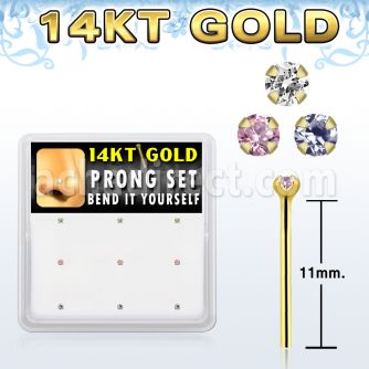 gys1x caja 9 piercing nariz doblar tu mismo oro 14 kts zirconia redonda 1 5mm distribuidor