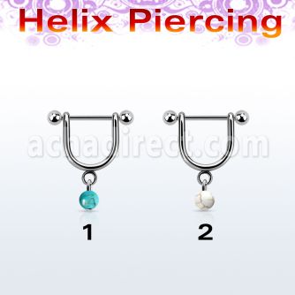 heud2 piercing helix estribo acero quirurgico barbell bolas 3mm bola turquesa falsa 5mm 8mm mayorista