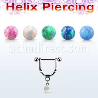 heuop4s piercing helix estribo acero quirurgico barbell bolas 3mm bola opalo sintetica 4mm distribuidor