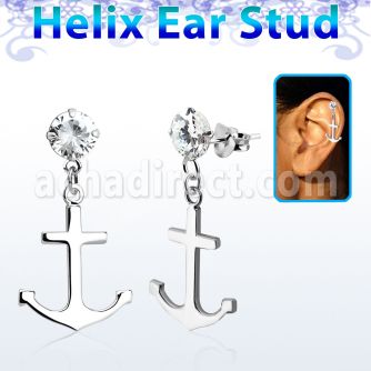 hexzd22 piercing helix plata esterlina 925 zirconia 6mm ancla lisa eja distribuidor