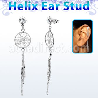 hexzd25 piercing helix plata esterlina 925 zirconia 6mm atrapasuenos colgado eja venta