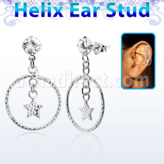 hexzd33 piercing helix plata 925 esterlina zirconia 6mm estrella circulo eja distribuidor