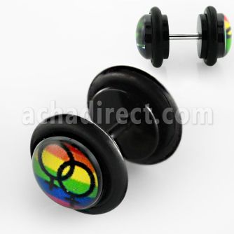 ilvgr27 plug falso acrilico negro logo femenino doble negro fondo arcoiris anillos goma 8mm distribuidor
