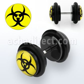 ilvgr65 plug falso acrilico negro logo negro fondo amarillo anillos goma 8mm distribuidor