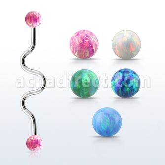 inaop5 barbell industrial zig zag acero 316l bolas opalo 5mm mayorista