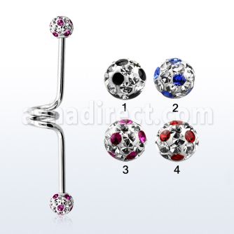 incfr5a barbell industrial espiral acero 316l bolas multi cristal 5mm puntos distribuidor mayorista