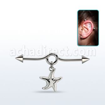 incnd16 barbell industrial loop acero 316l conos 5mm colgante liso estrella mar plata distribuidor mayorista