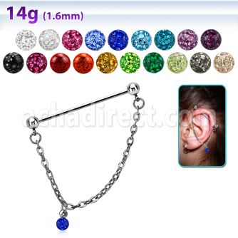 indsd1 barbell industrial acero quirurgico bolas 5mm conectadas traves una multi cristal ferido 5mm distribuidor mayorista
