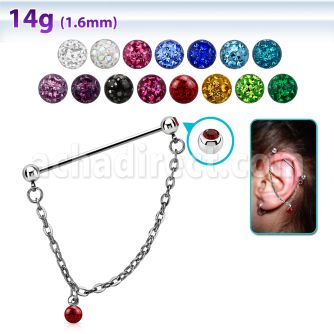 indsd2 barbell industrial aceero 316l bola cristal bisel 5mm bola 5mm conectada bola 5mm multi cristal ferido distribuidor mayorista