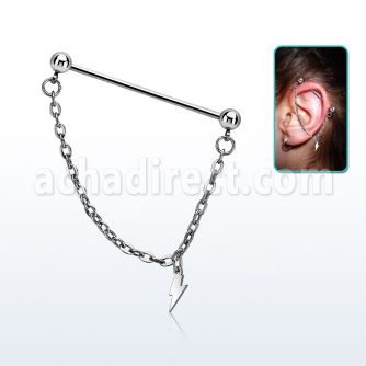 indsd8 barbell industrial acero 316l joya bisel 5mm bola 5mm conectada por colgante acero liso rayo venta