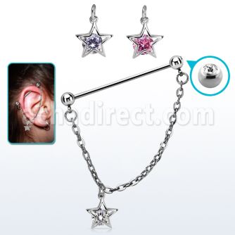 indsdz3 barbell industrial loop acero 316l bolas joya 5mm colgante flor petalos zirconia plata mayorista