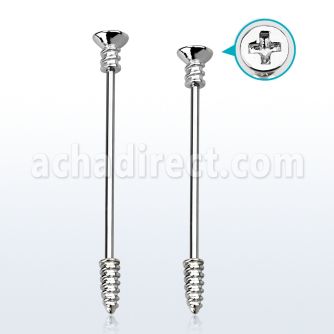 indsh19 barbell industrial acero quirurgico tornillo estrella rosca 14g rosca mayorista