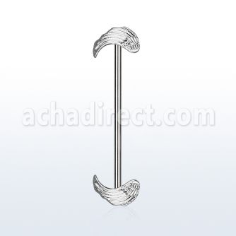 indsh25 barbell industrial acero quirurgico alas plateadas rodio al por mayor