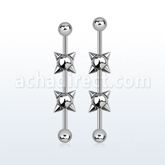 indsh2 barbell industrial acero 316l bolas 5mm arriba abajo bolas pichos 6mm centro barra mayorista
