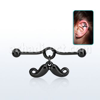 indtd2 barbell industrial loop negro acero 316l anodizado bolas 5mm colgante bigote feliz al por mayor